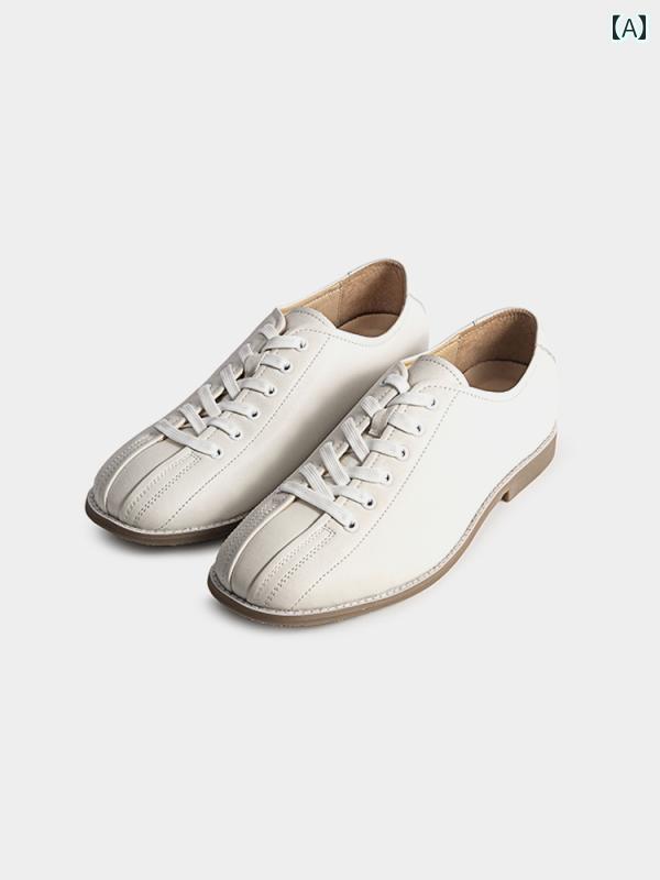 ZEYI x Vintage Bowling アメリカン 心地好い シューズ クリーミーホワイト なめし革 ボウリング スピード競技引き上げる
