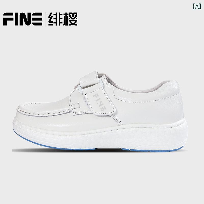 ナースシューズ 婦人 クッション Feiyingの 高級 ポップ コーン ナースシューズ 女性用 ソフト ソール 通気性が あり 疲れにくい トップ 層は 牛革 滑り止め 医療用 シューズ
