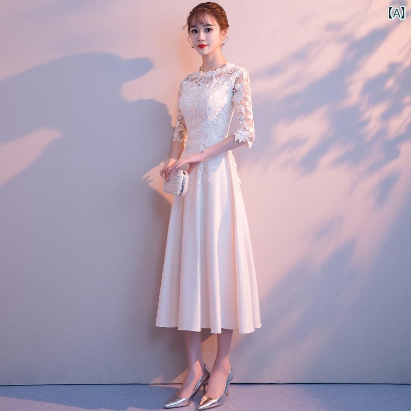 パーティー ドレス スリムフィット レディース 白い 卒業 式の イブニングドレスの スカート ハイエンド パーティーの な 軽い 贅沢な の 芸術 試験の フェアリーの ホストは 日常的にそれを 着る ことが できます