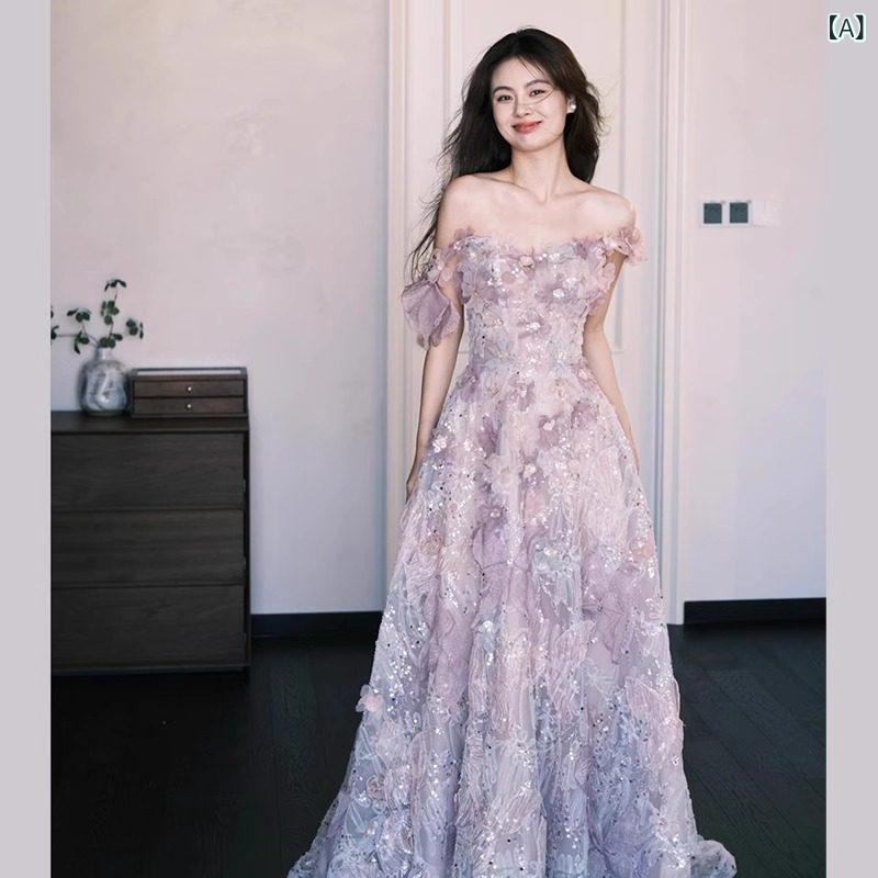パーティー ドレス スリムフィット 紫の 婚約 ドレス モーニング ガウン 女性 花嫁 フランスの 誕生日 成人 式 芸術 試験 パーティー 美しい イブニングドレスの ホスト