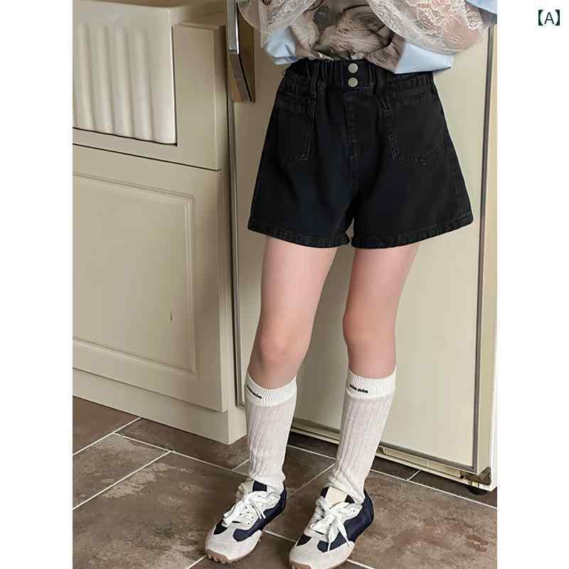 女の子 デニムショートパンツ Sun Xiaomei キッズ ガールズ デニムショートパンツ 2025夏 子供用 ハイウエスト パンツ 春夏 ホット｜LAONsChoice