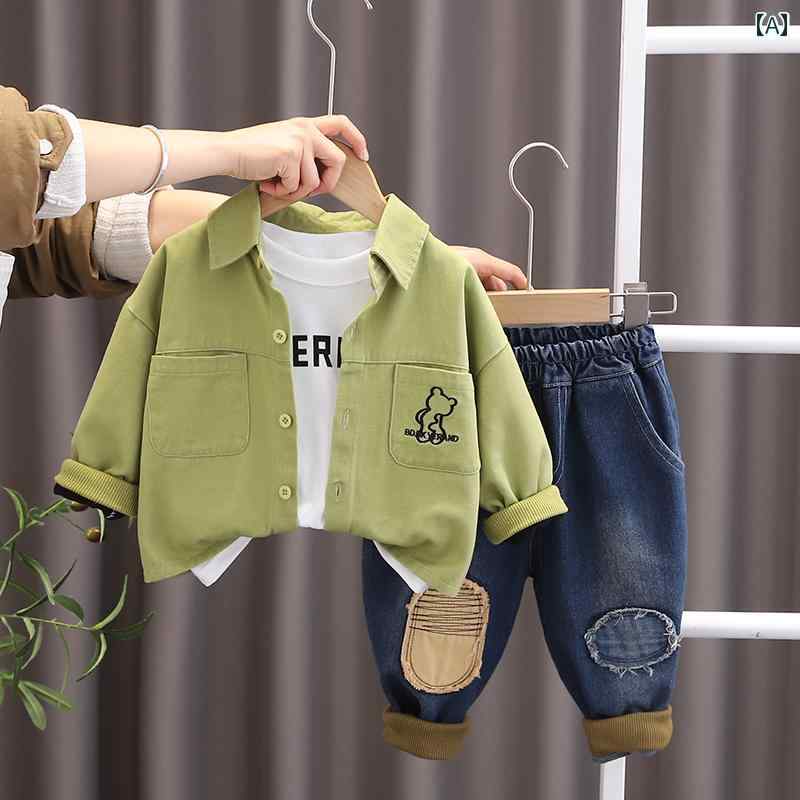 ファッション ベビー ボーイ 男の子 シャツ スーツ 春秋 スリーピーススーツ で な 子供服 1歳の 赤ちゃんの 春服