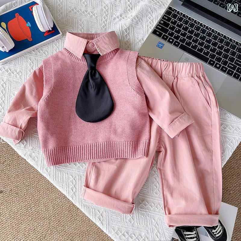 ファッション ベビー ボーイ ベビー 服 春秋な シャツ ベスト 78910ヶ月 1歳の 男の子 セーター スーツ