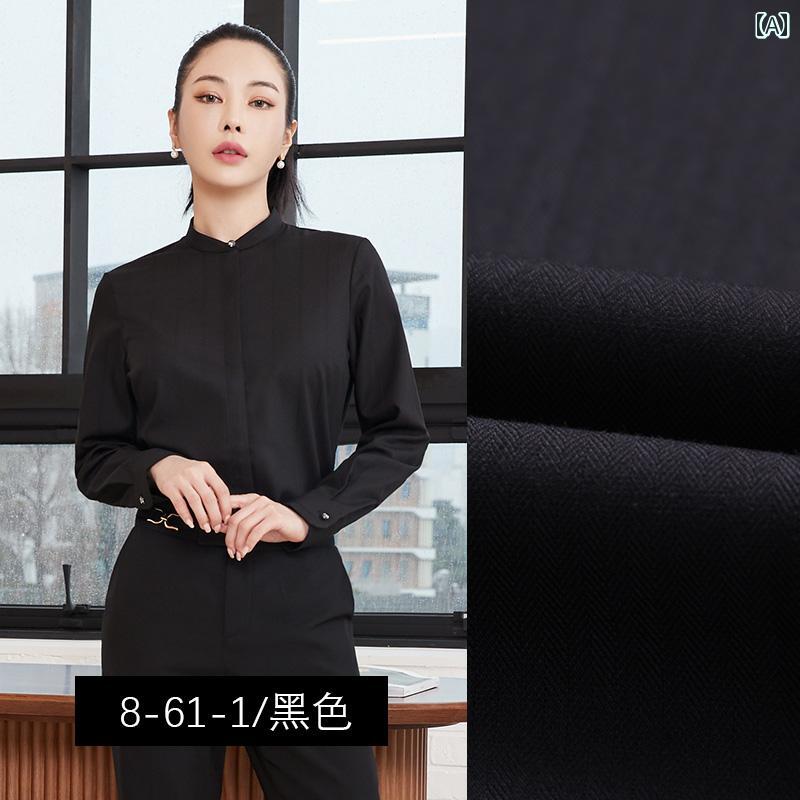 美容院 美容師 作業着 女性 連 英 プロ シャツ レディース 黒 長袖 スタンドカラー 職場 スーツ メンズ レディースの 同じ 作業着