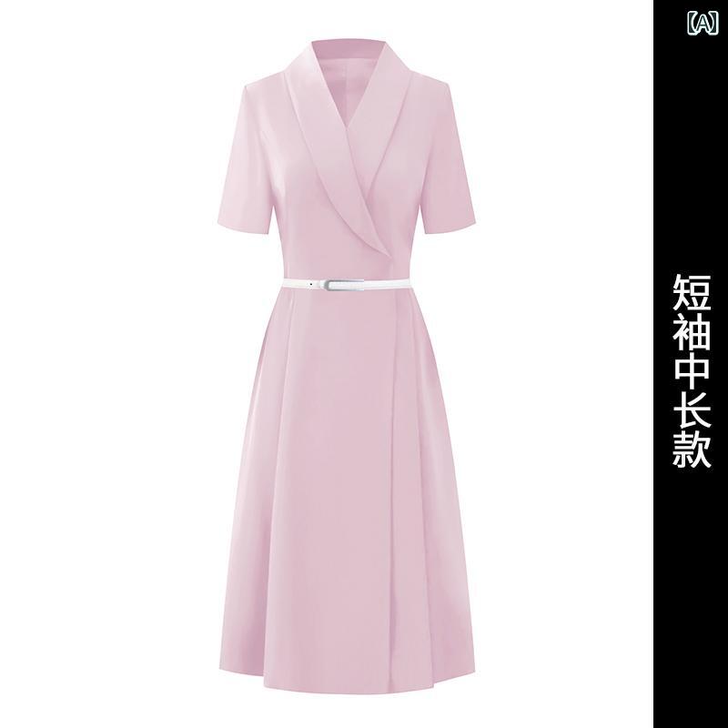 美容院 美容師 作業着 女性 ピンクの スーツ ハイエンド プロ ドレス スリム aライン スカート 医療 美容 受付 仕事 着 司会者 フォーマルウェア