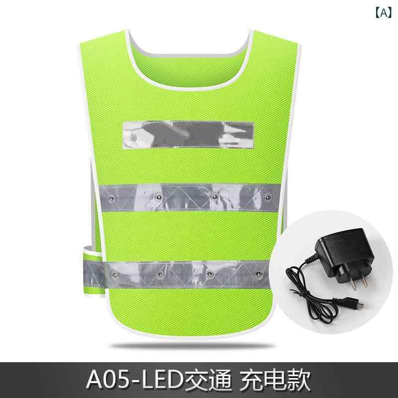 安全 ベスト 充電 式 LED 点滅 ライト 反射 ベスト 交通 高速 道路 救助 安全 衣類 プリント