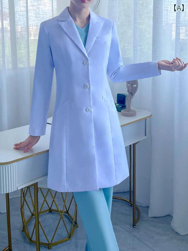 ナース 服 高級 韓国 白衣 長袖 秋冬 医師 制服 医療 隔離 コート 実験 着 病院 看護 師 作業着｜LAONsChoice 7,536円