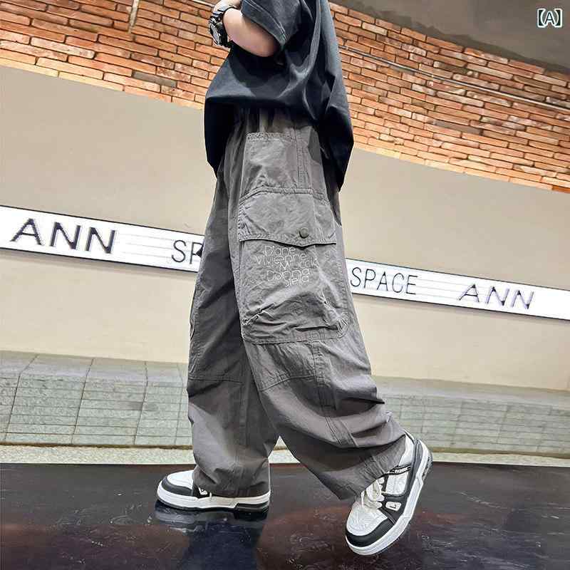 子供用 オーバー オール カジュアル パンツ 男の子 春と 夏 ストレート ワイド レッグ オーバー オール 2025 ゆったりした ズボン 子供用 クール 薄手 パンツ