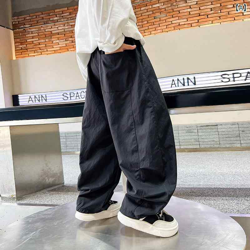 子供用 オーバー オール カジュアル パンツ 男の子 春秋 黒の ストレート オーバー オール 2025 子供 春の ゆったり クールな 薄手 パンツの