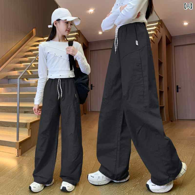子供用 オーバー オール カジュアル パンツ 女の子 パンツ 春秋 季節 太った 子供用 ストレート ブラック ズボン 中学生と 大きいサイズ 作業着 中学生 ワイド レッグ