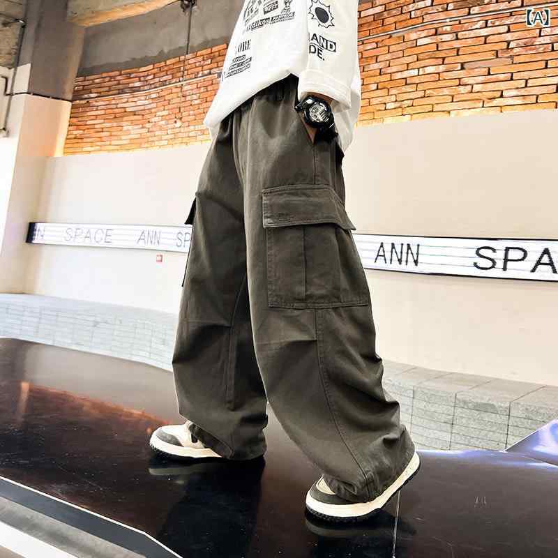 子供用 オーバー オール カジュアル パンツ 韓国 AS 男の子 秋冬 ストレート パラシュート オーバー オール 2024 子供用 ゆったり 裏起毛 パンツ