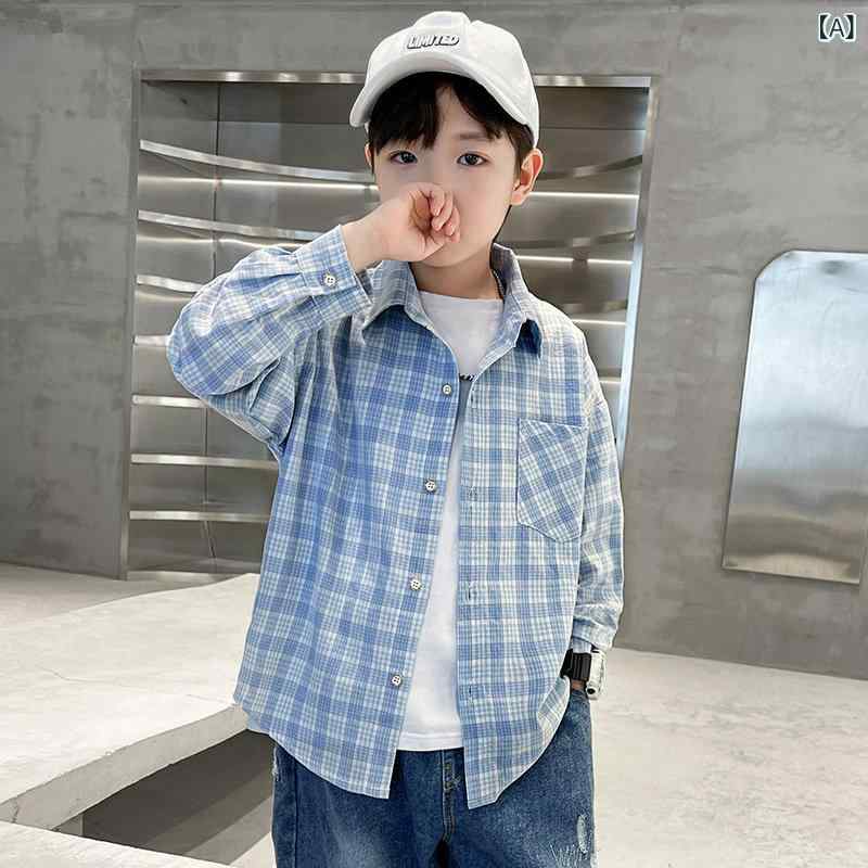 男の子用 シャツ 男の子 チェック 柄 シャツ 春秋 スタイル 2025 子供服 春 カジュアル 長袖 ビッグ キッズ トップス