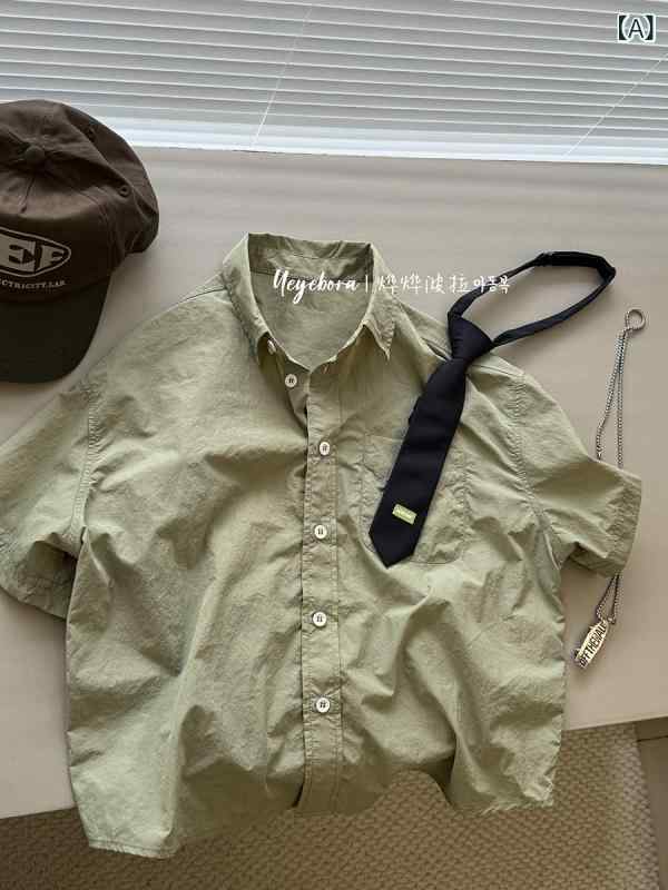 男の子用 シャツ ボラボラ 子供服 ボーイズ カレッジ スタイル シャツ 2024 夏 子供用 ネクタイ 半袖 女の子 トップ