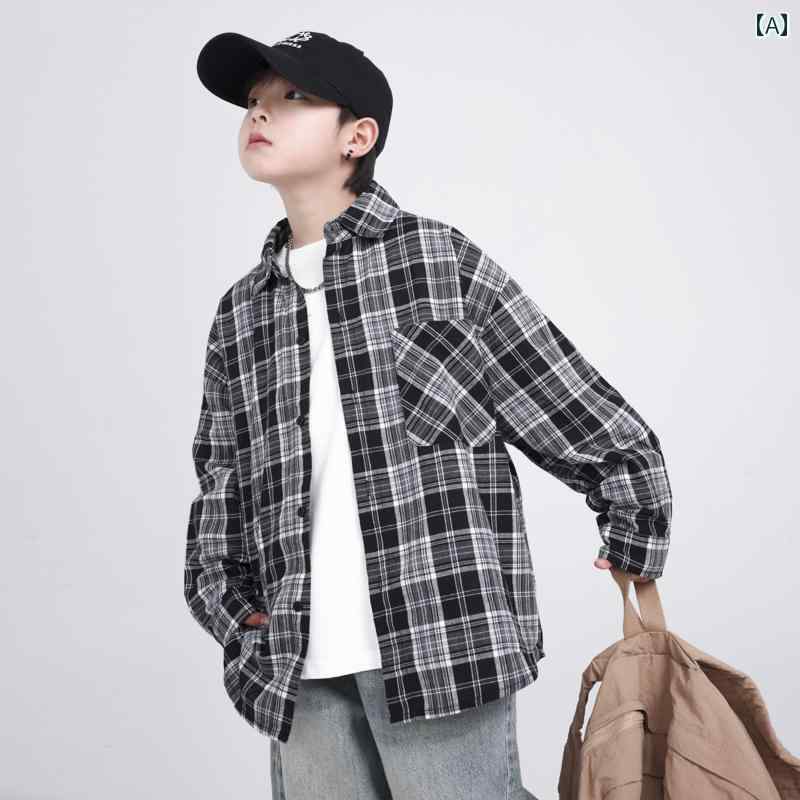 男の子用 シャツ 男の子 春秋 韓国 長袖 チェック シャツ 2025 子供用 春服 ジャケット