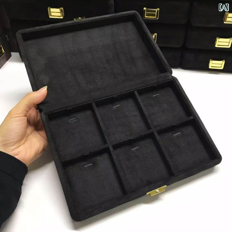 ジュエリーボックス 収納ボックス 便利な 収納 ボックス 付きの 高級 シープスキン 生地の リング イヤリング ネックレス セット。｜LAONsChoice