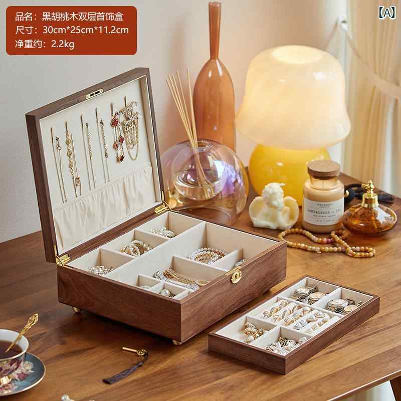 宝飾品ボックス席 納めるボックス席 鍵を掛ける 付き添い人の 胡桃 材 宝飾品ボックス席。 頸飾り 指環 イヤリング 余分の物の 宝飾品を 納める できる 細かくで な 醇乎たる材 ボックス席。大電気容量。 ジュエリー・アクセサリー用品-収納ボックス・ケース-ジュエリー・アクセサリー