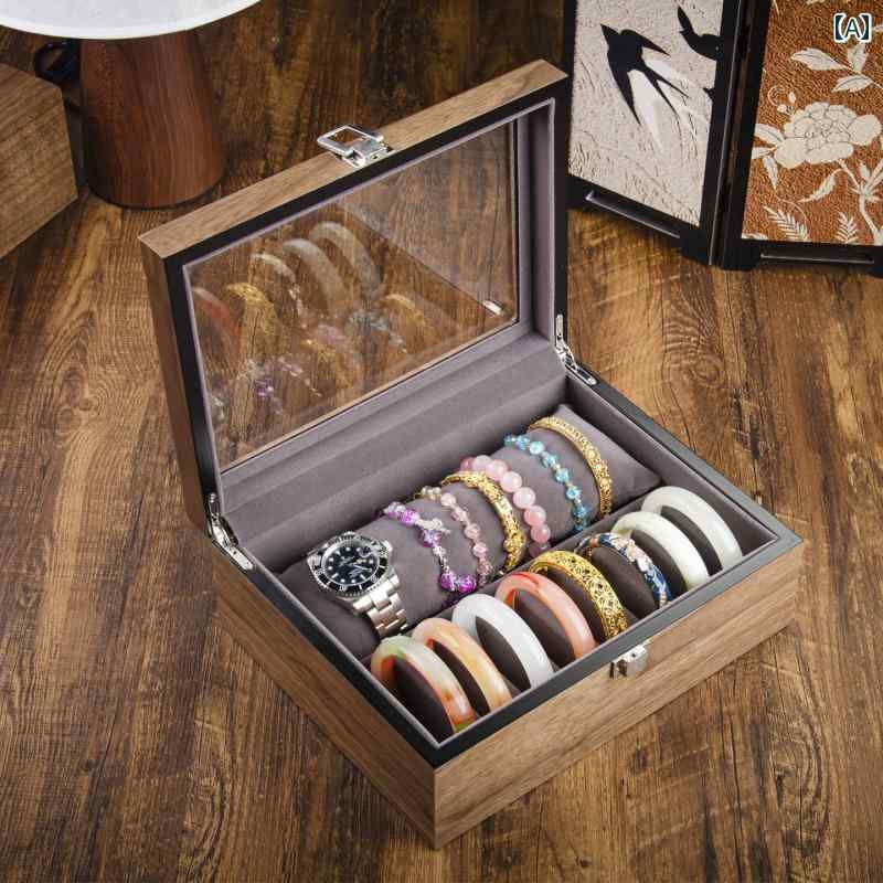 宝飾品ボックス席 納めるボックス席 腕輪 首飾り 金と 翡翆の バングル 納める ボックス席 御膳上等 胡桃 材の 宝飾品と アンティーク寄せあわせの 見せびらかす ジュエリー・アクセサリー-収納ボックス・ケース-ジュエリー・アクセサリー用品
