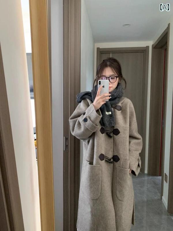 ダッフルコート レディース 女性用 ホーンボタン ウール コート 2024秋冬 コートは 美しい 韓国 プチスタイル｜LAONsChoice