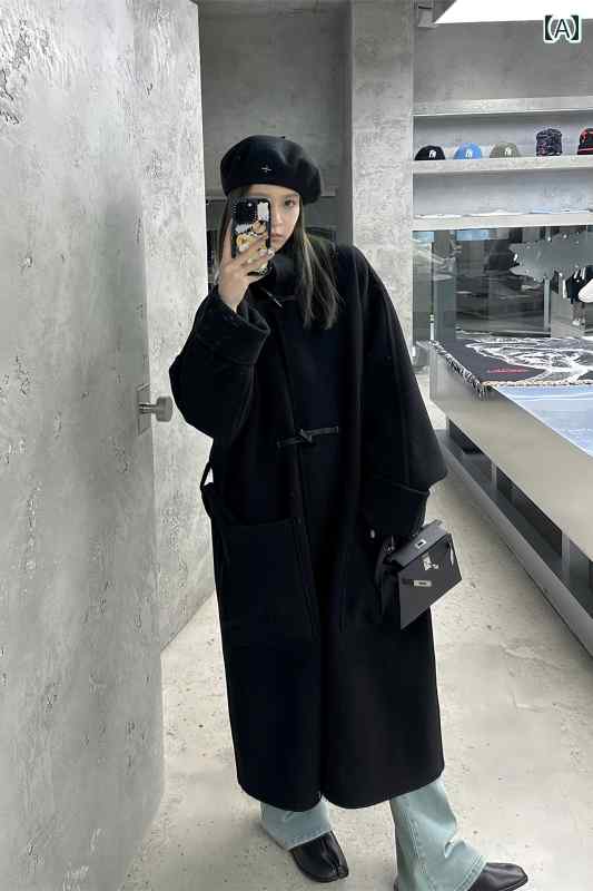 ダッフルコート レディース 風の 黒の ウール コート 女性用 2025冬 ゆったり 厚手 ミドル 丈 ダッフルコート 小柄な 女性用。 6,890円