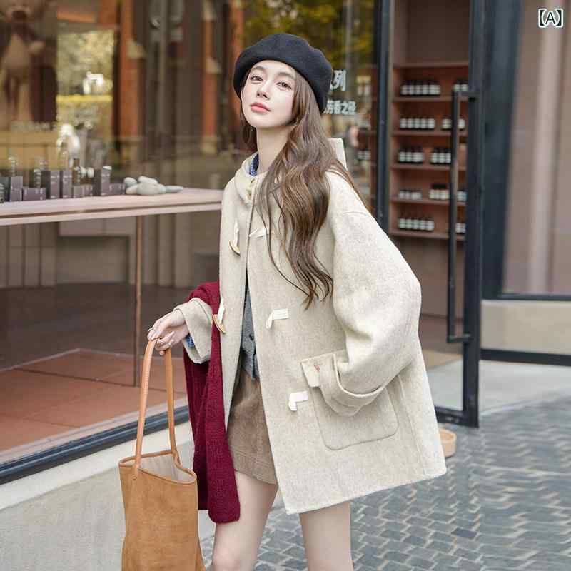 ダッフルコート レディース 小柄な レディース ダブルフェイス カシミヤコート ハイエンド スタイル 2024秋 韓国 フード付き ダッフルコート。