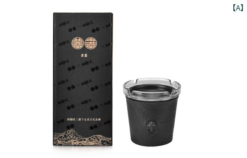 ミニ灰皿 Xiqi 灰皿の 民族 高級 アンチ フライアッシュ ステンレス スチール 灰皿 蓋 付き 密閉
