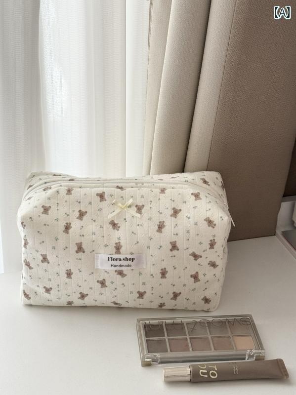 化粧品バッグ レディース フローラ ショップ |の かわいい クマの 化粧 ポーチ 大容量 収納 バッグ 旅行用 トイレタリー