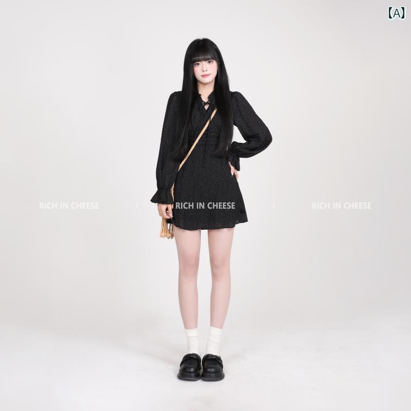 おしゃれなドット柄サスペンダー RICHINCHEESE リバーシブル ホリデー フレンチ ポルカドット フローラル ドローストリング スリム ドレス