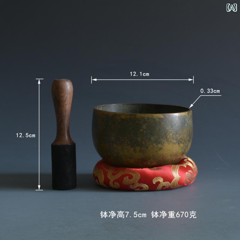 シンギングボウル 詠 唱用の 金管楽器製の 椀 鐘用の 大時代 仏教 お寺さまの かざり付ける品 座布団 付き添い人の インストゥルメント マレット 長々しい 仏教の 音