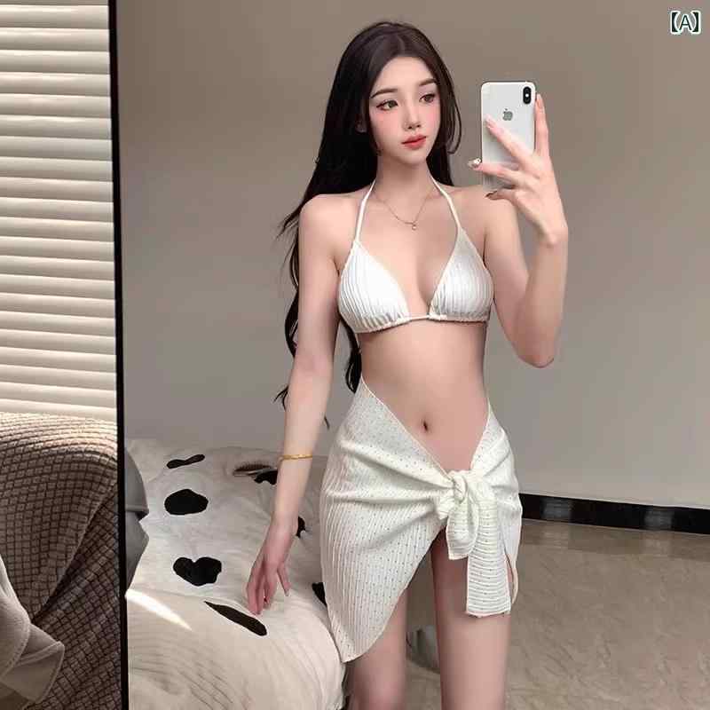 セクシー ビキニ 水着 ドイツの ビキニ 水着 レディース 3点 セット ハイエンド スプリット 魅惑的 小さい 胸の ギャザー 海辺 ビーチ 休暇