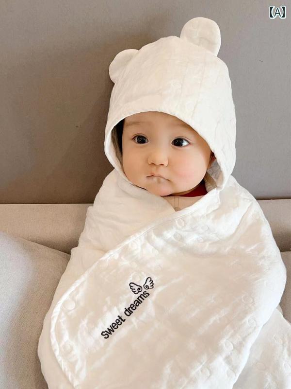 ベビーブランケット ドイツ製の 高級 ベビーおくるみ 新生児用 コットン 吸収 ガーゼ 子供用 フード付き マント 包まれた ベビー バス タオル｜LAONsChoice