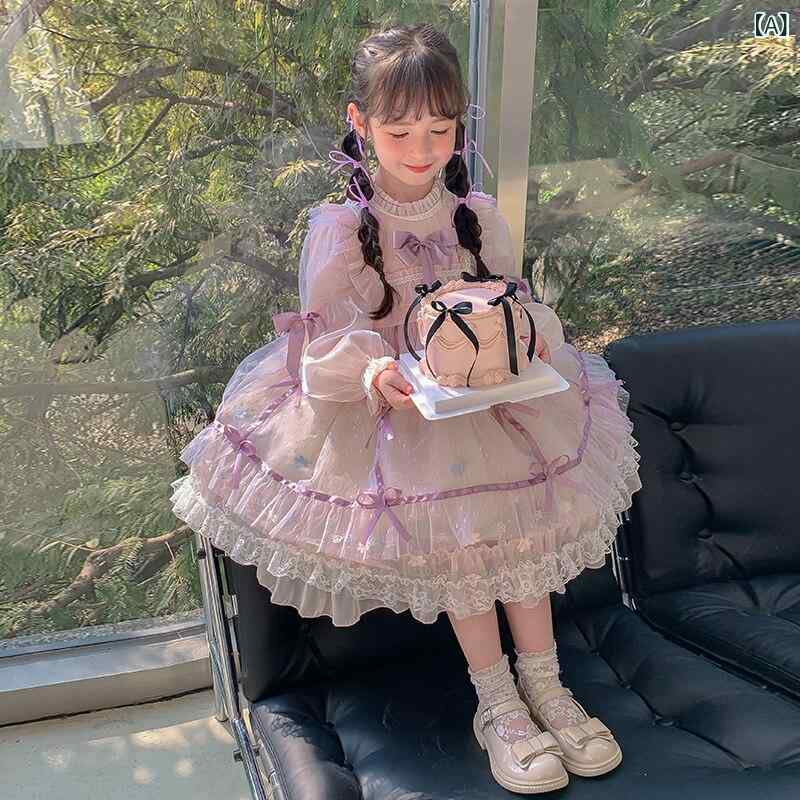 ロリータ メイド服 春のの ロリータ 女の子 プリンセス ドレス 西洋風 ロリータスカート中大 子供 ロリータドレス 高級 誕生日