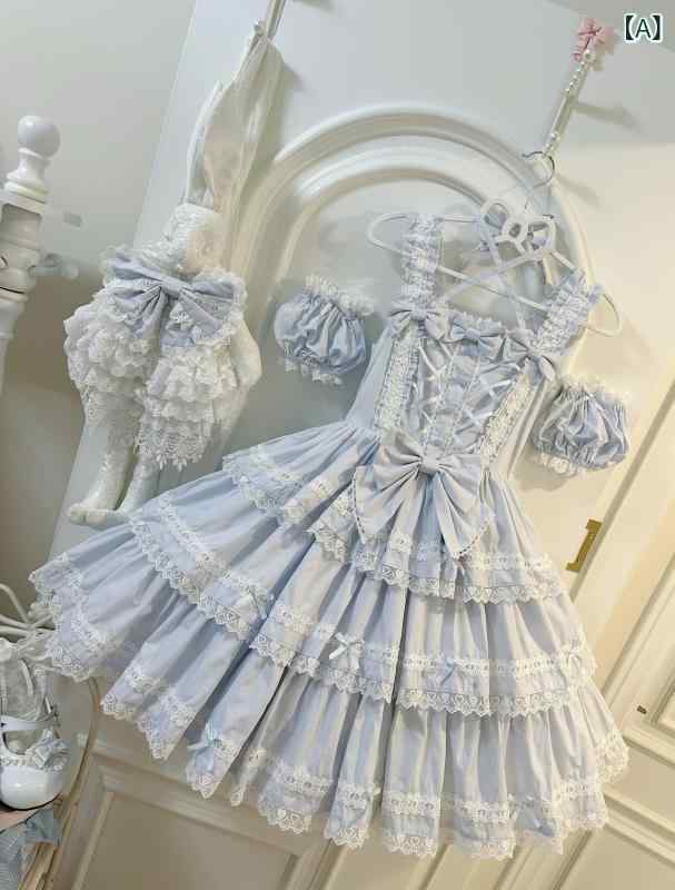 ロリータ メイド服 新 着 ローズラブ ロリータ 大きい スカート 無地 レース コットン JSK プリンセス ドレス