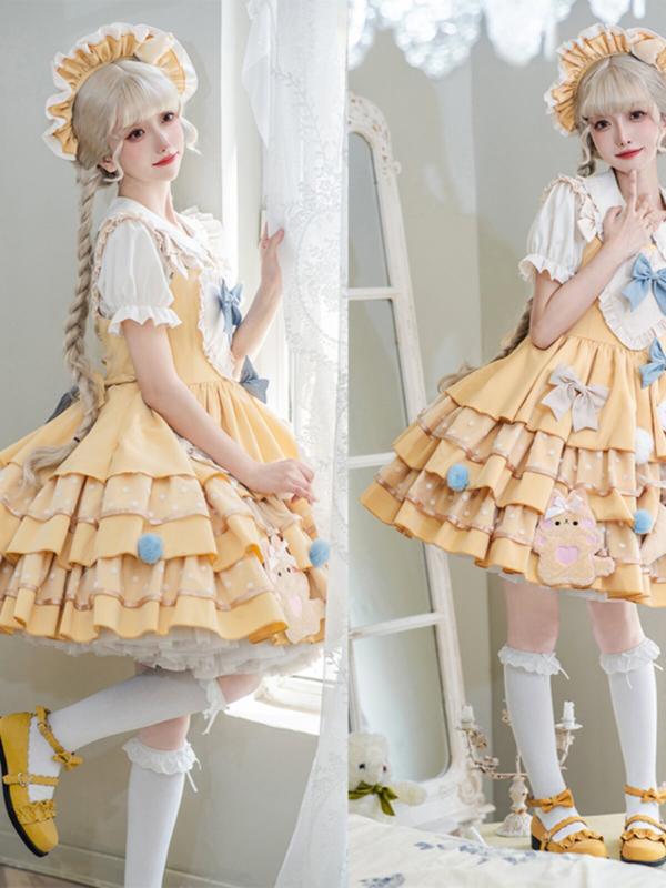 ロリータ メイド服 【 あり】 レオパード キャット ロリータ ベア チーズ JSK ドレス シングル スカート 下着なし