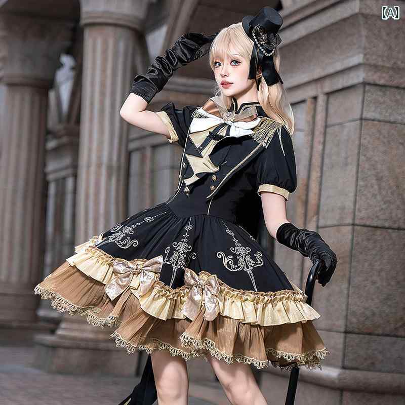 ロリータ メイド服 スポット 未知の 星 金色の 誓い ロリータの ロリータ OP 半袖 ドレス 夏｜LAONsChoice