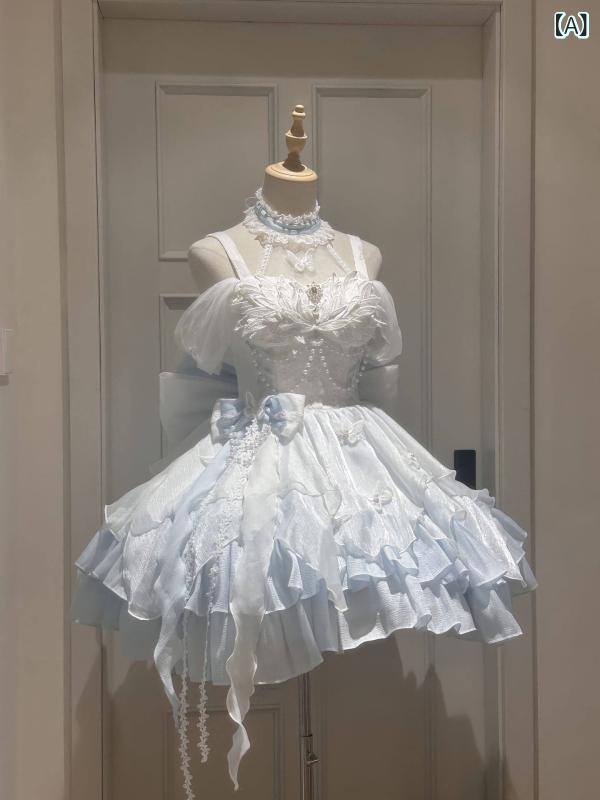 ロリータ メイド服 白鳥の 湖の プリンセス ゴシック デザイア ミニ ドレス バタフライ チュチュ スカート フライング ダイアリー ロリータ｜LAONsChoice