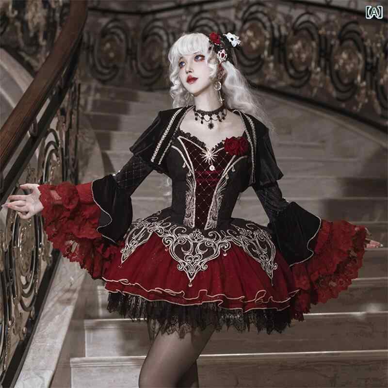 ロリータ メイド服 全額 前払い 予約 未知の 星の 血族の 饗宴 毎日 ダーク ゴシックロリータ ドレス スーツ 春秋｜LAONsChoice