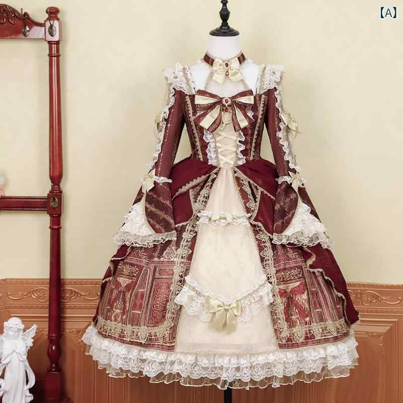 ロリータ メイド服 本格 バロック 宮殿 ロリータ ドレス オプ レース 重厚 フランス レトロ プリンセス|LAONsChoice