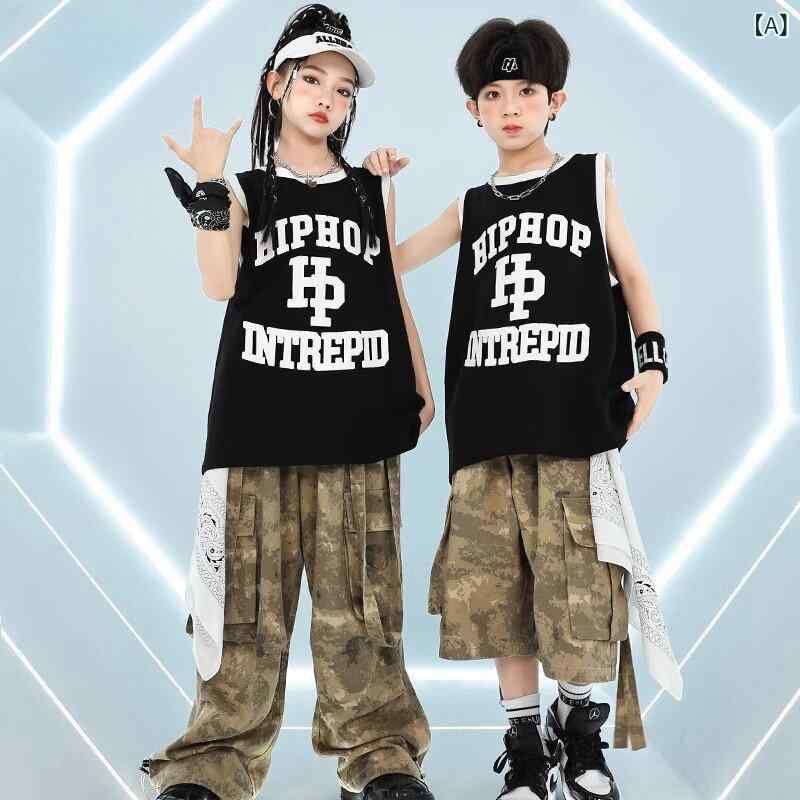 子供用 ヒップホップ 子供 ダンス パフォーマンス 服 ジャズ 女の子 ヒップ ホップ 男の子 ホップな クール 子供服 夏