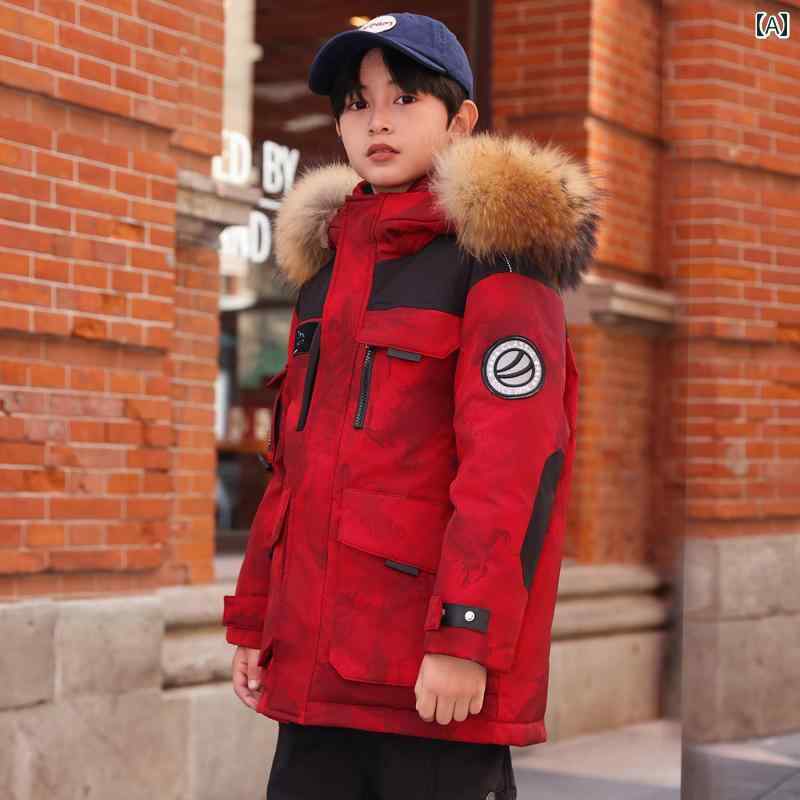 子供用 ダウンジャケット 男の子と 女の子 子供用 ダウン ジャケット 中型と 大型の 2024 スタイリッシュな ミディアム 丈の 厚手 子供服の 冬用 メンズ コート|LAONsChoice