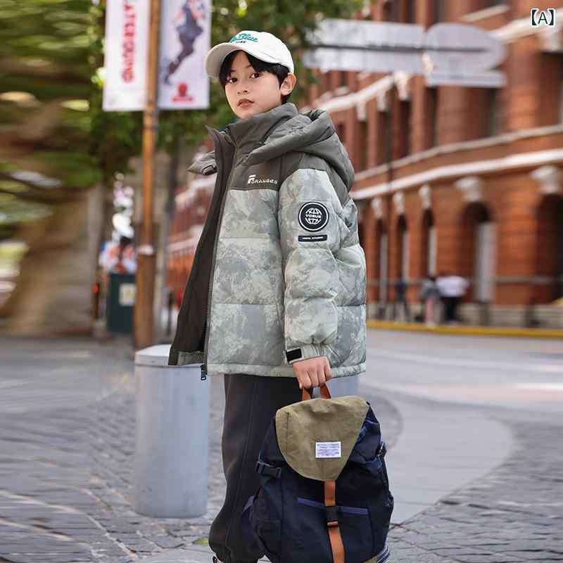 子供用 ダウンジャケット 2024冬 子供用 ダウン ジャケット 男の子用中大 サイズ 冬服 男の子用 厚手 迷彩 おしゃれ コート｜LAONsChoice