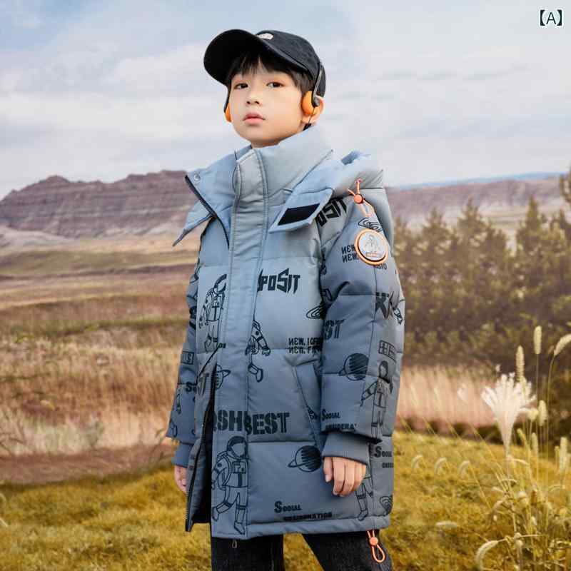 子供用 ダウンジャケット 2024冬 子供用 ダウン ジャケット 男の子 欧米風 韓国 ミドル 丈 グラデーション 厚手 メンズ 子供服