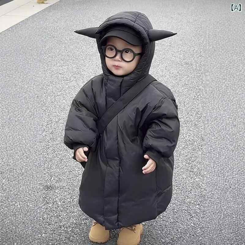 子供用 ダウンジャケット Little Devil ボーイズ ダウン ジャケット 2024年 子供用 冬用 厚手 ベビー コットン 冬服 ミドル 丈