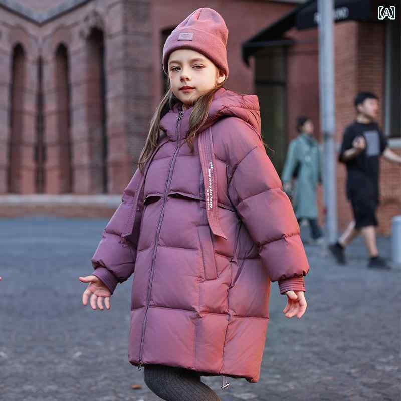 子供用 ダウンジャケット 2024年 子供用 ダウン ジャケット 女の子 ミドル 丈中大 おしゃれ 厚手 子供服 コート 親子 服 冬