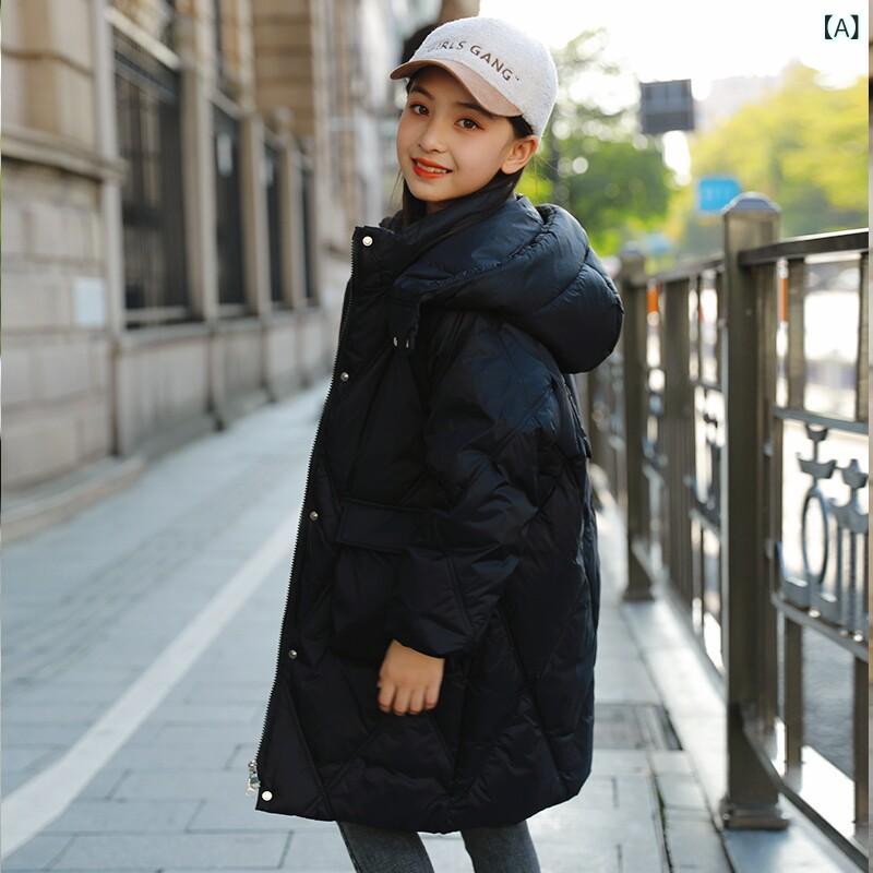 子供用 ダウンジャケット バラ中大 サイズ 子供用 女の子 ダウン ジャケット 年 韓国 ミディアム ロング 厚手 暖かい 冬 コート