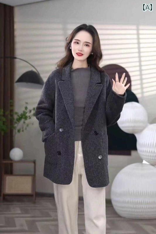 レディース コート 秋冬 2024秋冬 ダブルフェイス カシミヤコート レディース ショート スタイル 小さめ 韓国 ゆったり スーツ カラー ウール コート|LAONsChoice