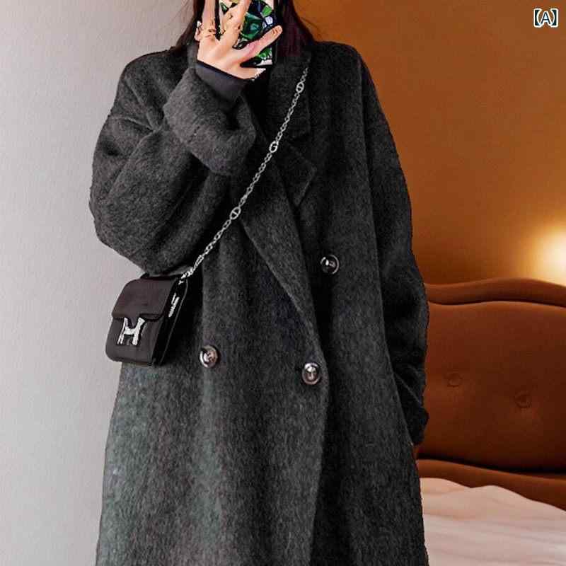 韓国スタイル ウール コート ハイエンド 両面 カシミヤウール コート レディース 秋冬 2024 小さい ウール グレー｜LAONsChoice