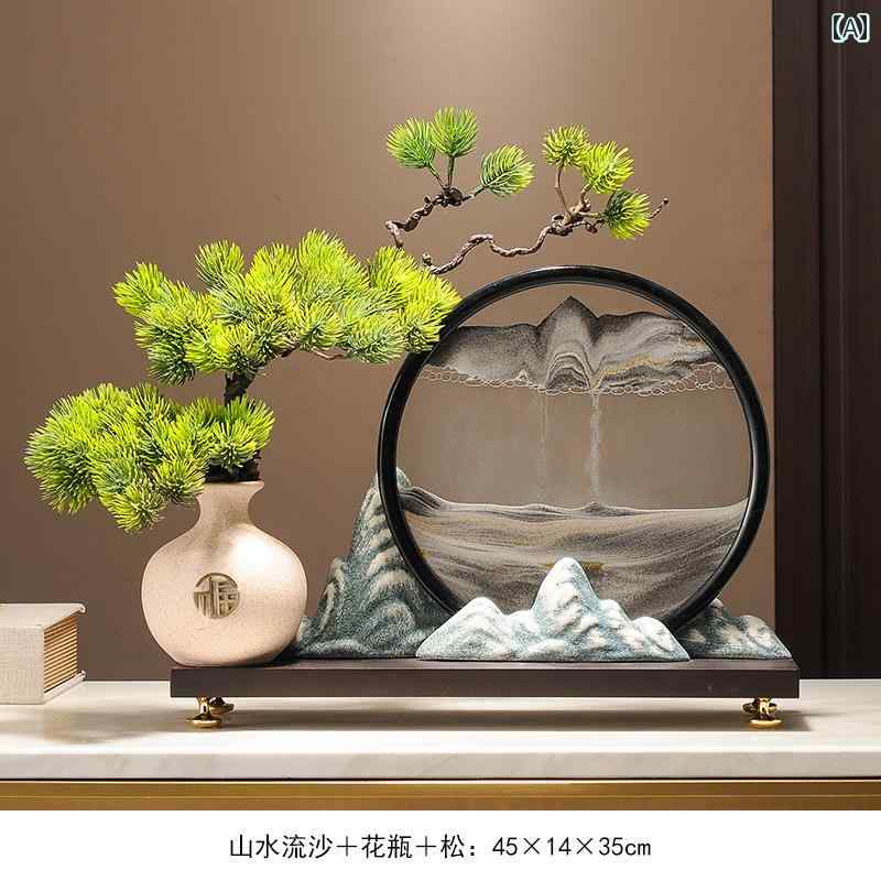 装飾品 飾り 歓迎 松山 水流 砂 絵 装飾品 チャイナ風 禅 ポーチ オフィス 茶室 装飾 砂時計 減 圧|LAONsChoice
