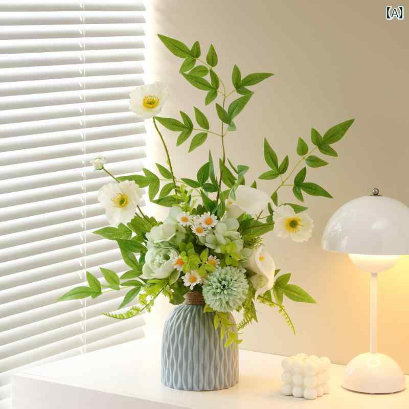 装飾品 飾り 軽くて ハイエンド 高級 造花 セラミック 花瓶 飾り リビング ルームの フラワーアレンジメント 装飾 ドライ フラワーブーケ