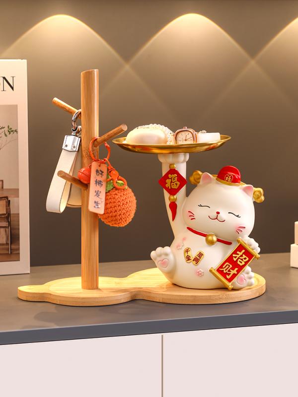 装飾品 飾り 玄関 ホールの 鍵 収納 ラックに 飾る かわいい 招き 猫 飾り。 新築 祝いや 祝いの 贈り物に。