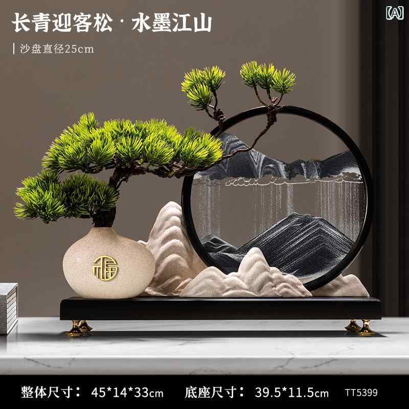 装飾品 飾り 歓迎 松 風景 流 砂 絵画 装飾 砂時計 チャイナ風 リビング ルーム ポーチ オフィス 高級|LAONsChoice